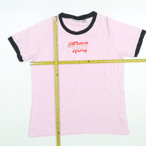 Reebok Women’s Pink Ringer T-Shirt Size L Short Sleeve Cotton