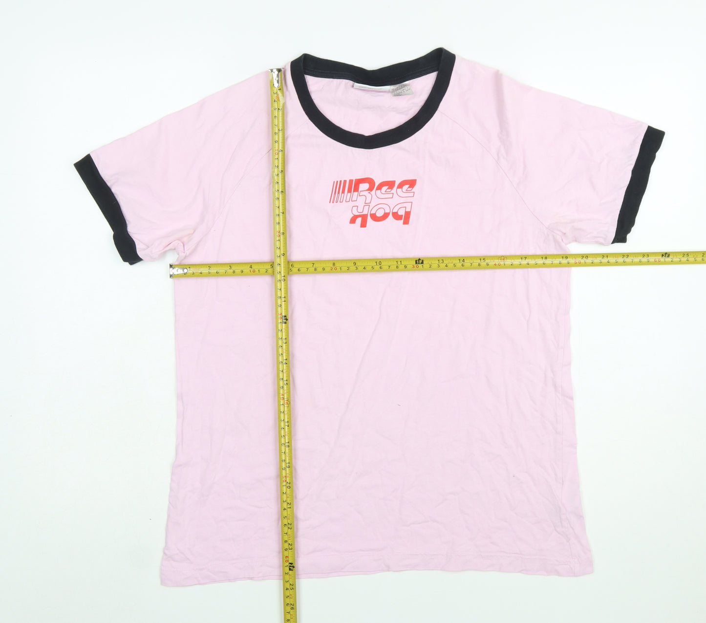 Reebok Women’s Pink Ringer T-Shirt Size L Short Sleeve Cotton