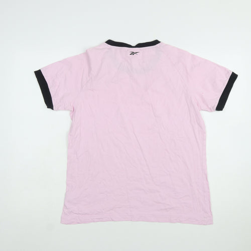 Reebok Women’s Pink Ringer T-Shirt Size L Short Sleeve Cotton