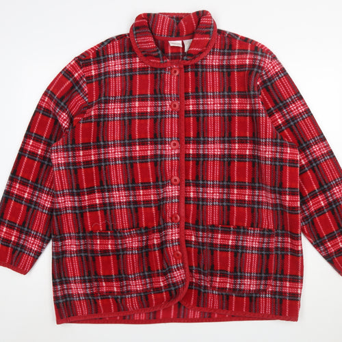 Cherokee Women Red Plaid Fleece Button Jacket Size 18 Plus