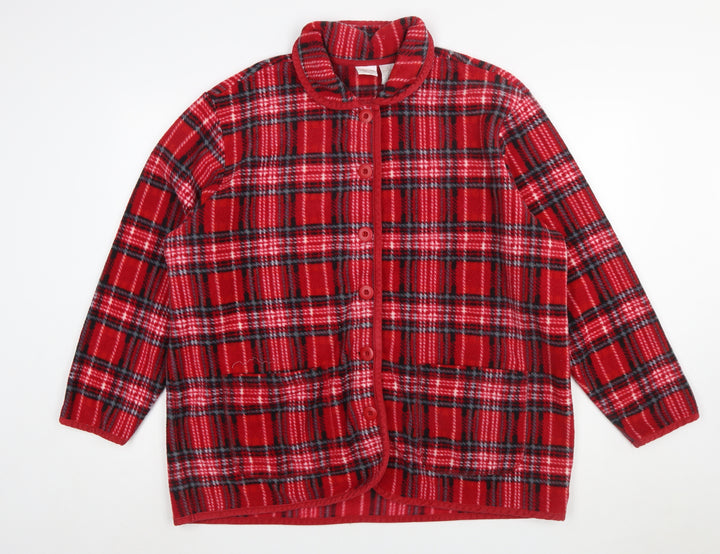 Cherokee Women Red Plaid Fleece Button Jacket Size 18 Plus