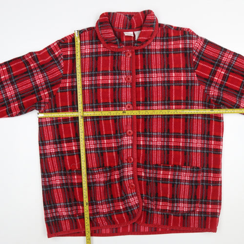 Cherokee Women Red Plaid Fleece Button Jacket Size 18 Plus
