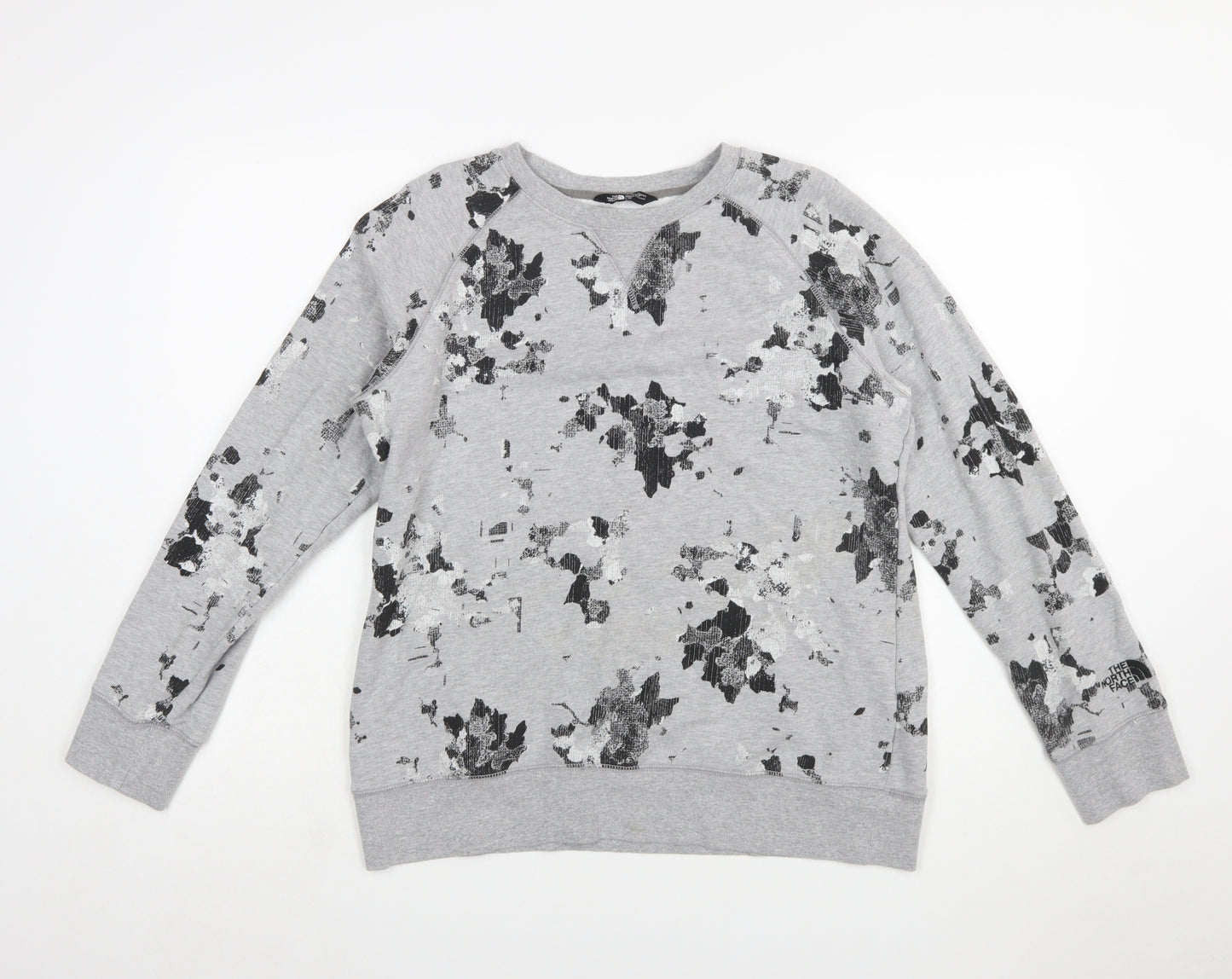 The North Face Womens Grey Floral Crew Neck Sweatshirt Size L