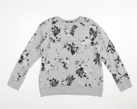 The North Face Womens Grey Floral Crew Neck Sweatshirt Size L
