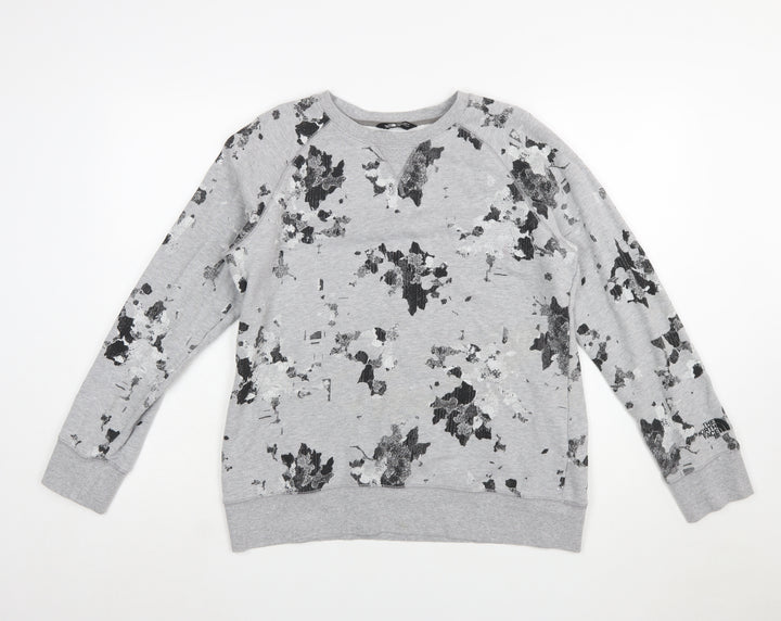 The North Face Womens Grey Floral Crew Neck Sweatshirt Size L