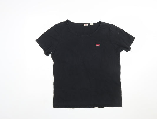 Levi's Womens Black 2XL Basic Crew Neck Cotton T-Shirt