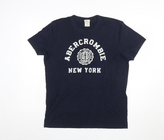 Abercrombie & Fitch Men's Navy Crew Neck Graphic T-Shirt XL Muscle Fit