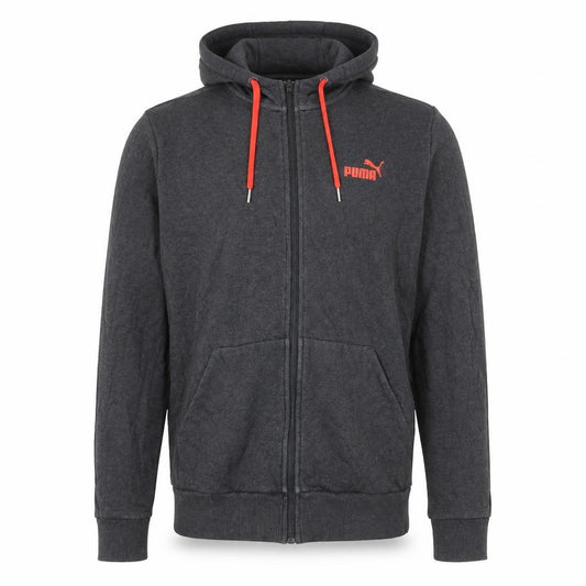 Front view of Puma Men's Grey Full Zip Hoodie, size L, Sportswear