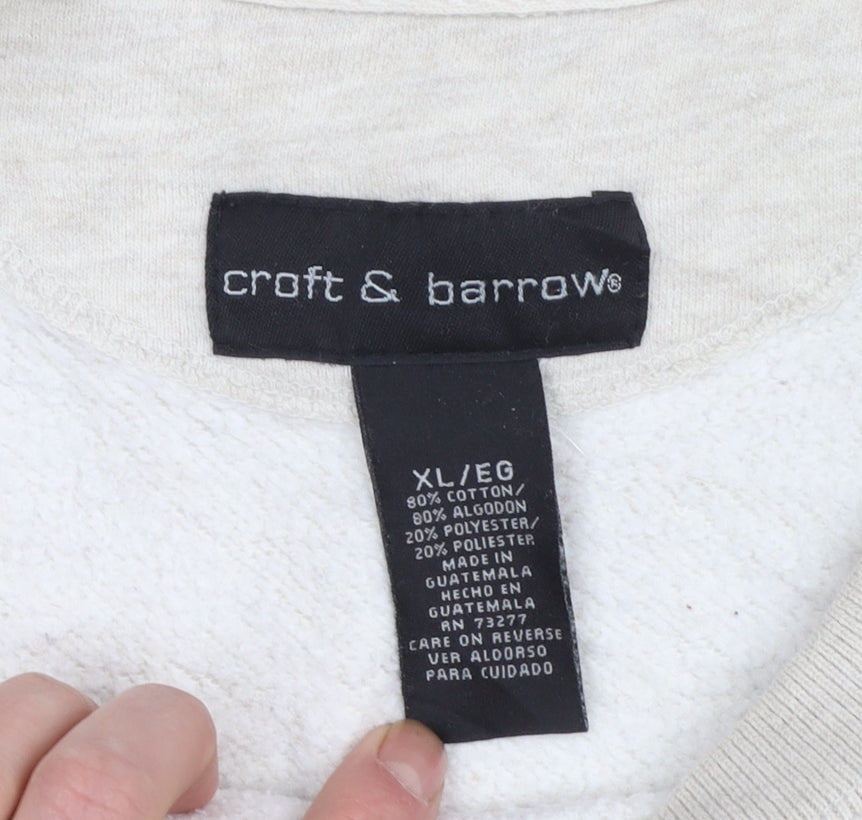 Croft & Barrow Men's Beige XL Pullover Sweatshirt Cotton Blend