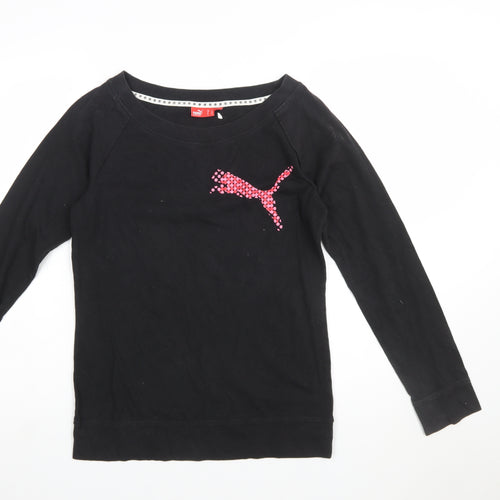 Puma Womens Black Long Sleeve Cotton Sports T-Shirt Size 12