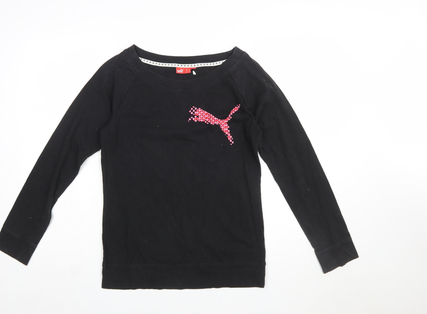 Puma Womens Black Long Sleeve Cotton Sports T-Shirt Size 12