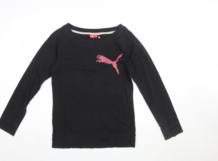 Puma Womens Black Long Sleeve Cotton Sports T-Shirt Size 12