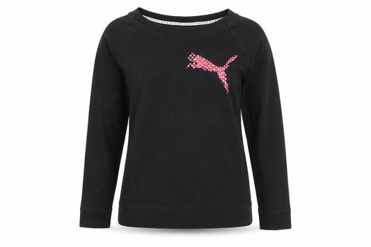 Puma Womens Black Long Sleeve Cotton Sports T-Shirt Size 12