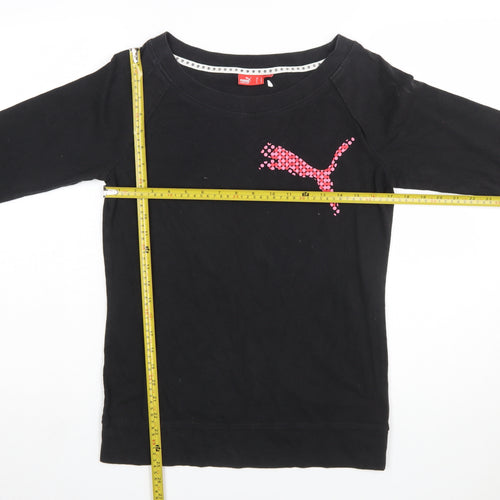 Puma Womens Black Long Sleeve Cotton Sports T-Shirt Size 12