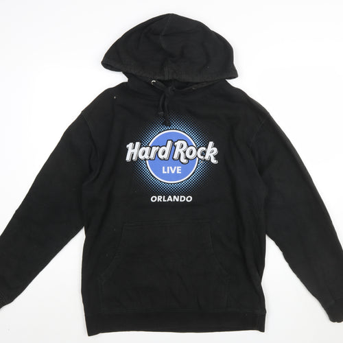 Hard Rock Cafe Orlando Mens Black Pullover Hoodie Size M Music Fleece
