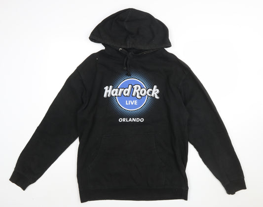Hard Rock Cafe Orlando Mens Black Pullover Hoodie Size M Music Fleece