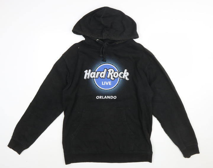 Hard Rock Cafe Orlando Mens Black Pullover Hoodie Size M Music Fleece