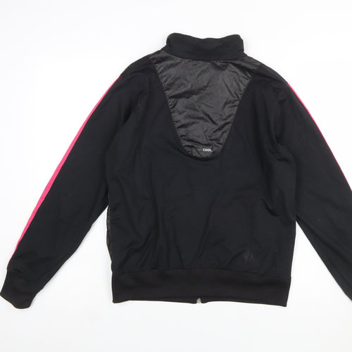 Adidas Womens Black Full Zip Hoodie XL Pink Stripe Polyester