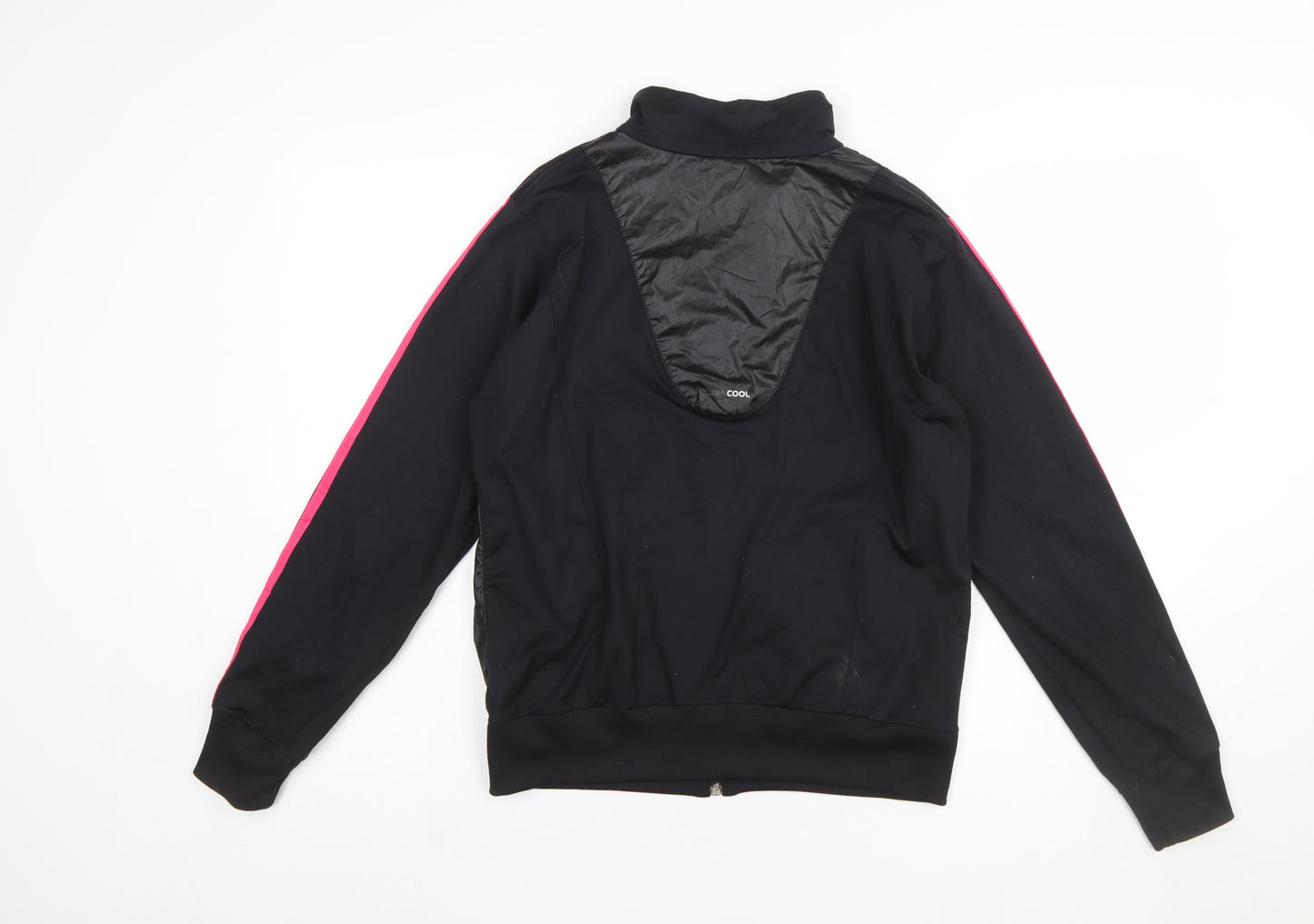 Adidas Womens Black Full Zip Hoodie XL Pink Stripe Polyester