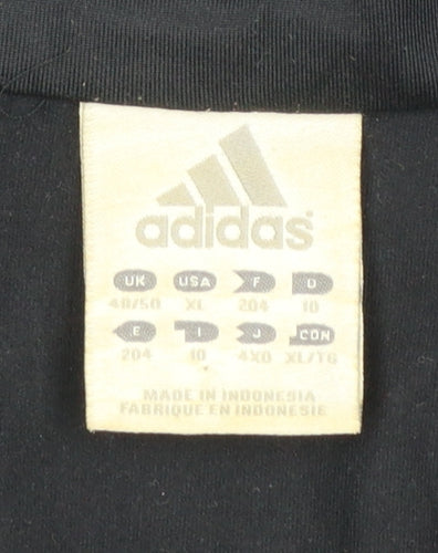 Adidas Womens Black Full Zip Hoodie XL Pink Stripe Polyester