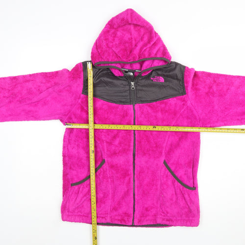 The North Face Girls Pink Hooded Fleece Jacket XL (18) Full Zip Lined