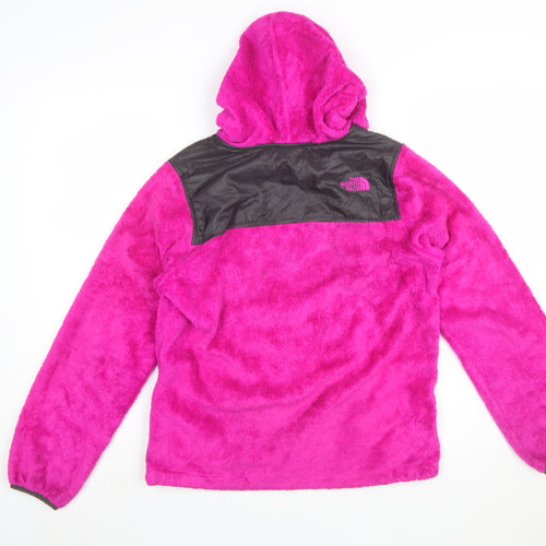 The North Face Girls Pink Hooded Fleece Jacket XL (18) Full Zip Lined