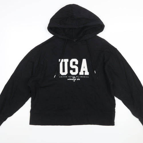 New Look Women's Black USA Logo Hoodie Size S Pullover Casual