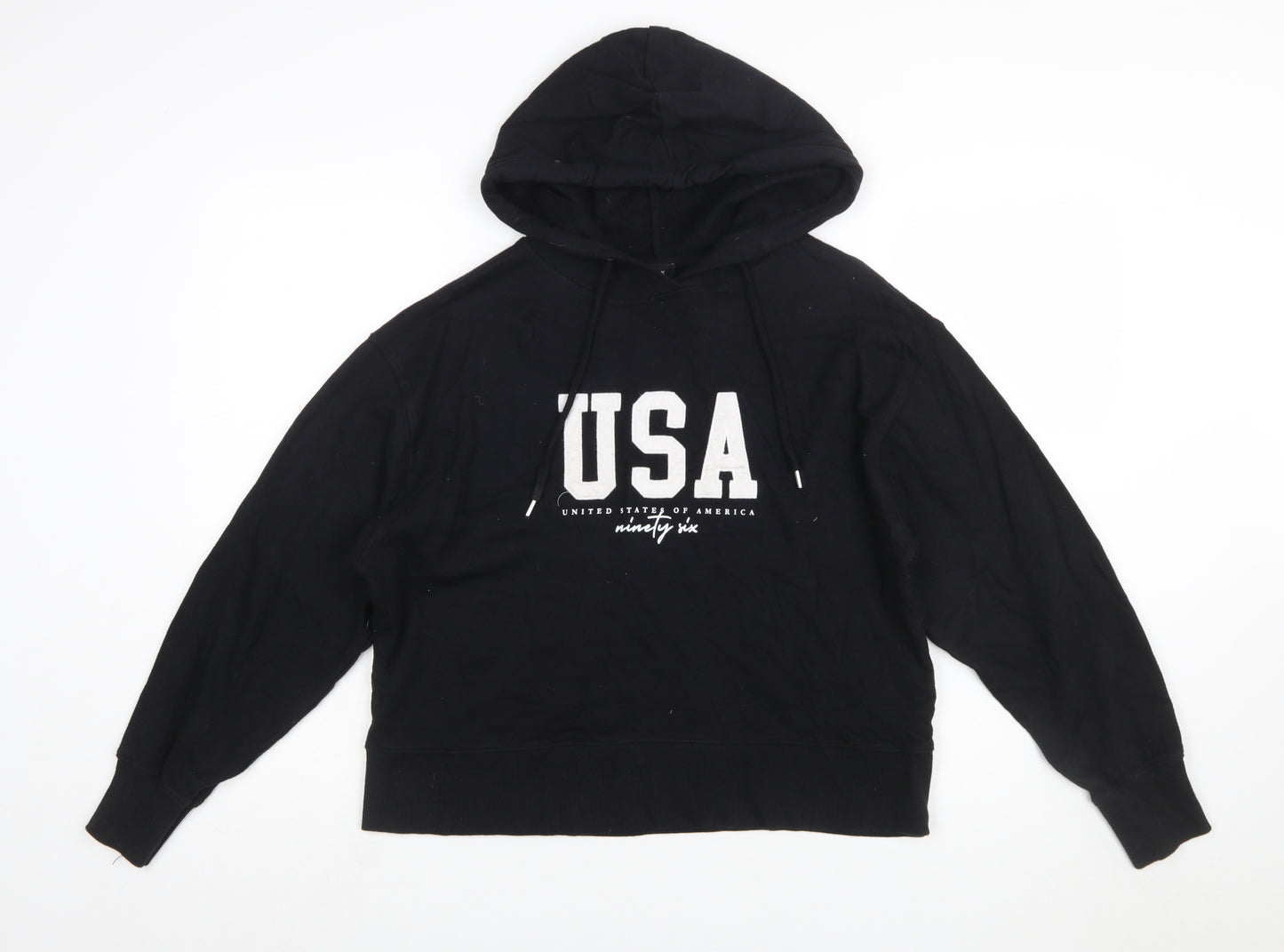 New Look Women's Black USA Logo Hoodie Size S Pullover Casual