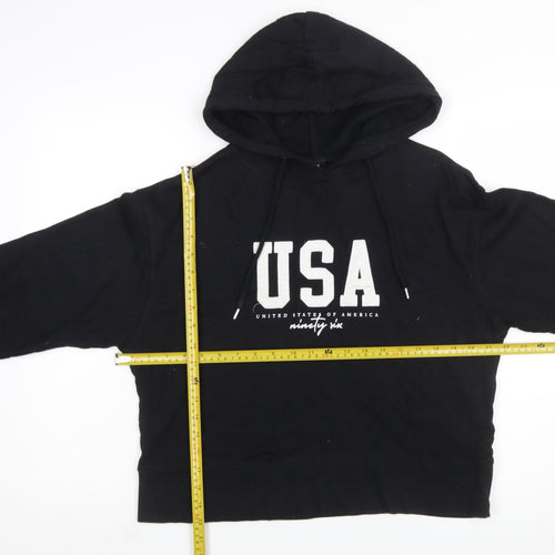 New Look Women's Black USA Logo Hoodie Size S Pullover Casual