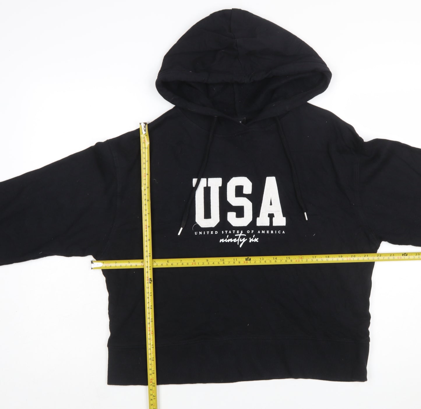 New Look Women's Black USA Logo Hoodie Size S Pullover Casual