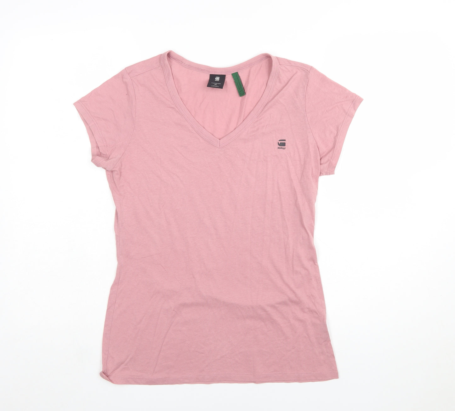G-Star Raw Womens Pink V-Neck Short Sleeve Cotton T-Shirt M