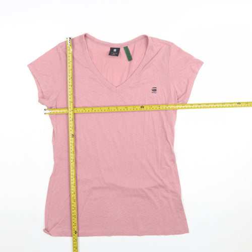 G-Star Raw Womens Pink V-Neck Short Sleeve Cotton T-Shirt M