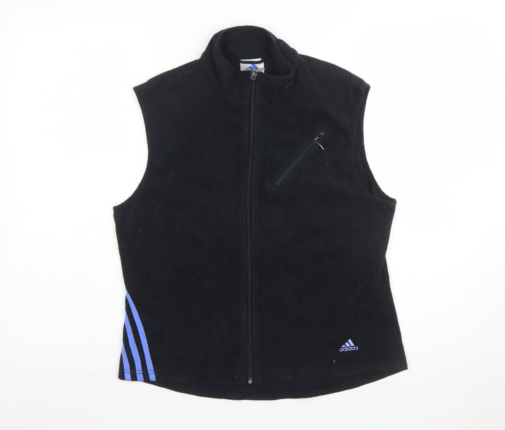 Adidas Womens Black Fleece Waistcoat M Full Zip Sleeveless Sportswear