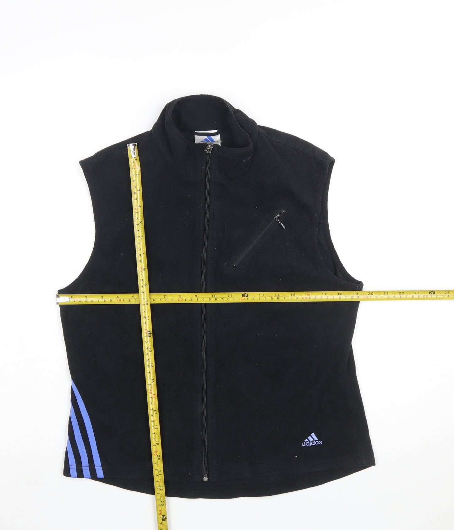 Adidas Womens Black Fleece Waistcoat M Full Zip Sleeveless Sportswear