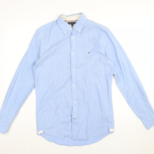 Tommy Hilfiger Men's Blue Slim Fit Stretch Button-Up Shirt Size S