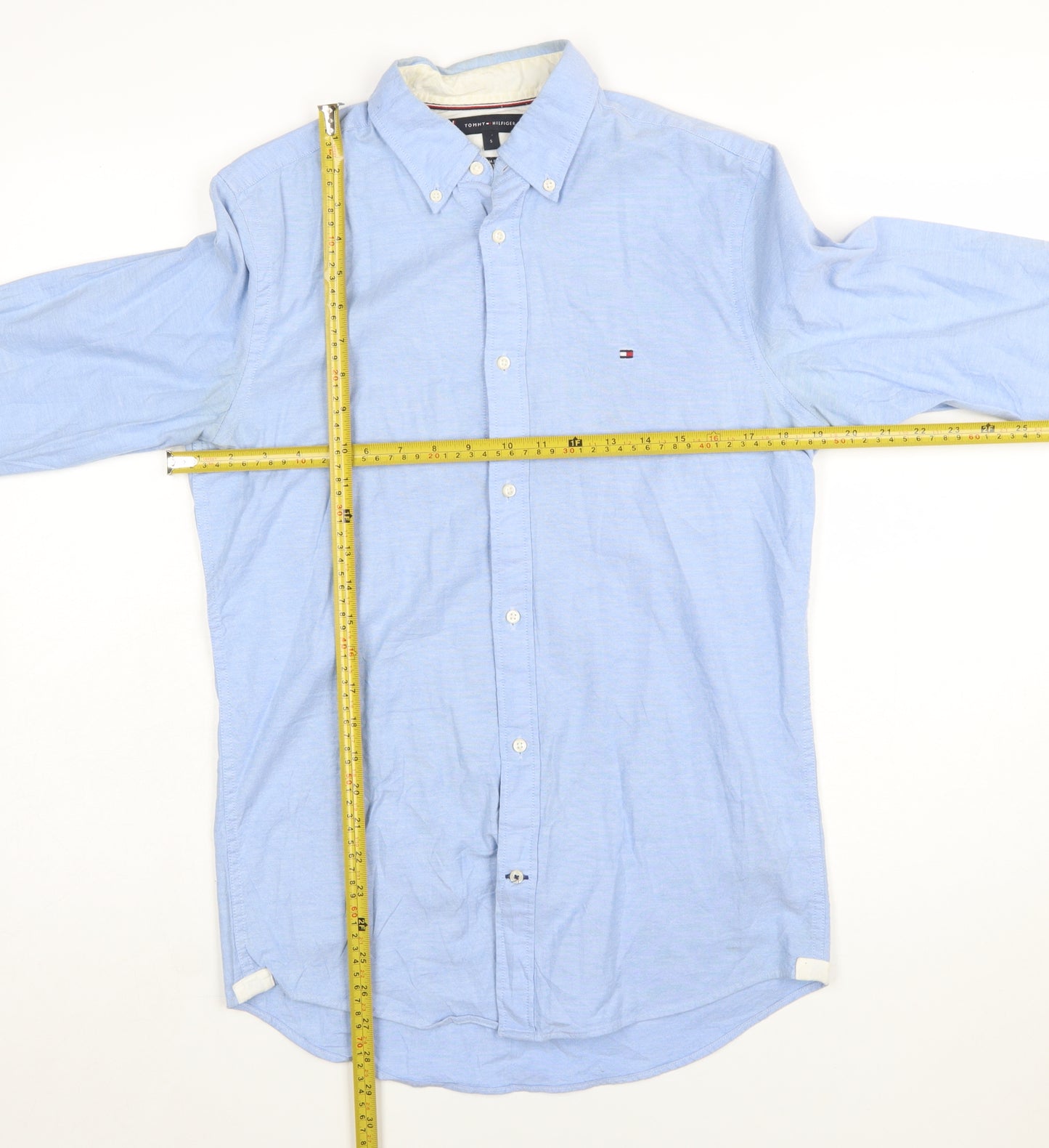 Tommy Hilfiger Men's Blue Slim Fit Stretch Button-Up Shirt Size S