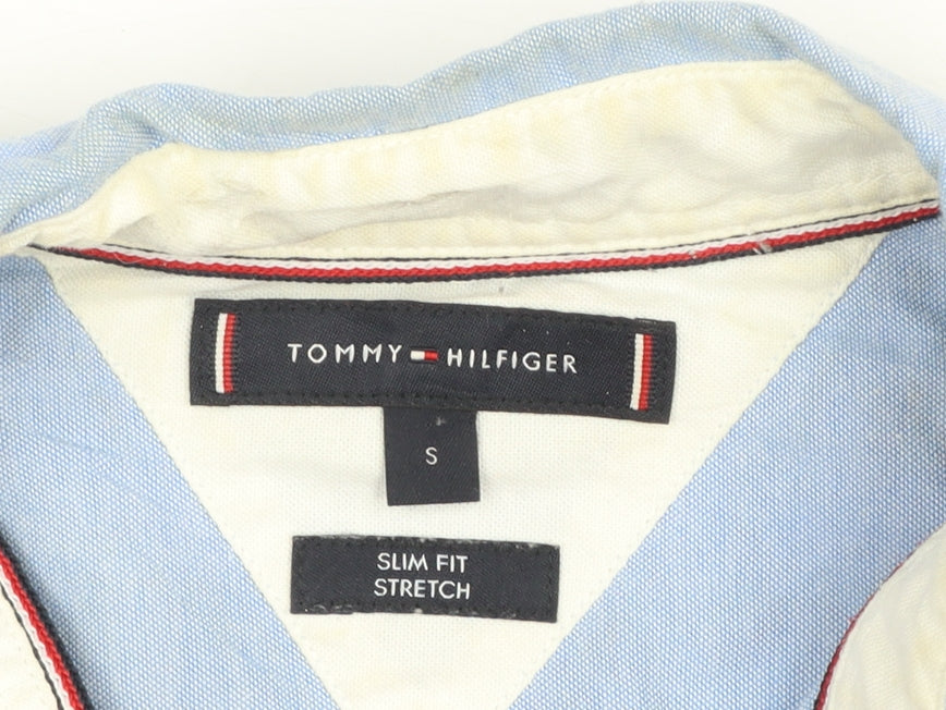 Tommy Hilfiger Men's Blue Slim Fit Stretch Button-Up Shirt Size S
