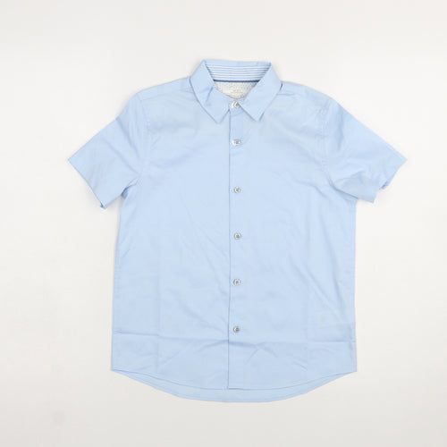 Next Boys Blue Short Sleeve Button-Up Dress Shirt 8 Years
