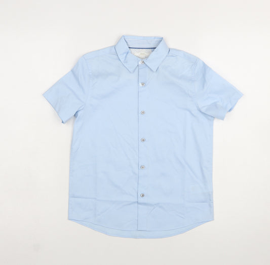Next Boys Blue Short Sleeve Button-Up Dress Shirt 8 Years