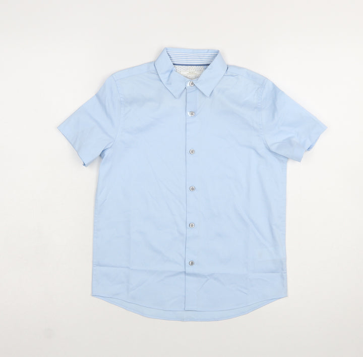 Next Boys Blue Short Sleeve Button-Up Dress Shirt 8 Years