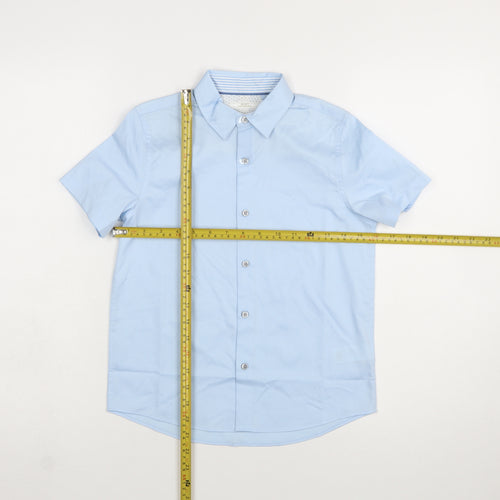 Next Boys Blue Short Sleeve Button-Up Dress Shirt 8 Years