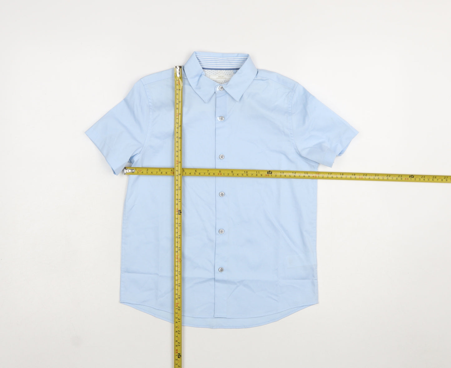 Next Boys Blue Short Sleeve Button-Up Dress Shirt 8 Years