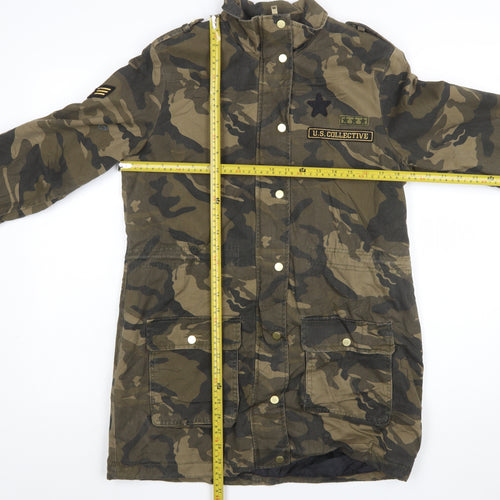 Stradivarius Women’s Green Camouflage Military Jacket Size S