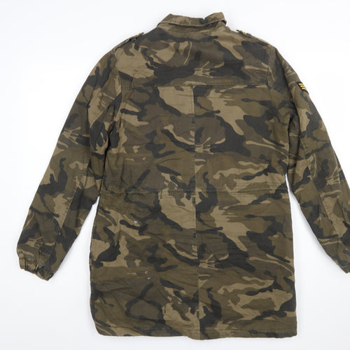 Stradivarius Women’s Green Camouflage Military Jacket Size S