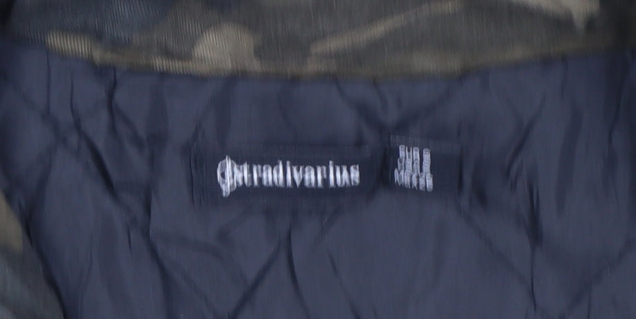 Stradivarius Women’s Green Camouflage Military Jacket Size S