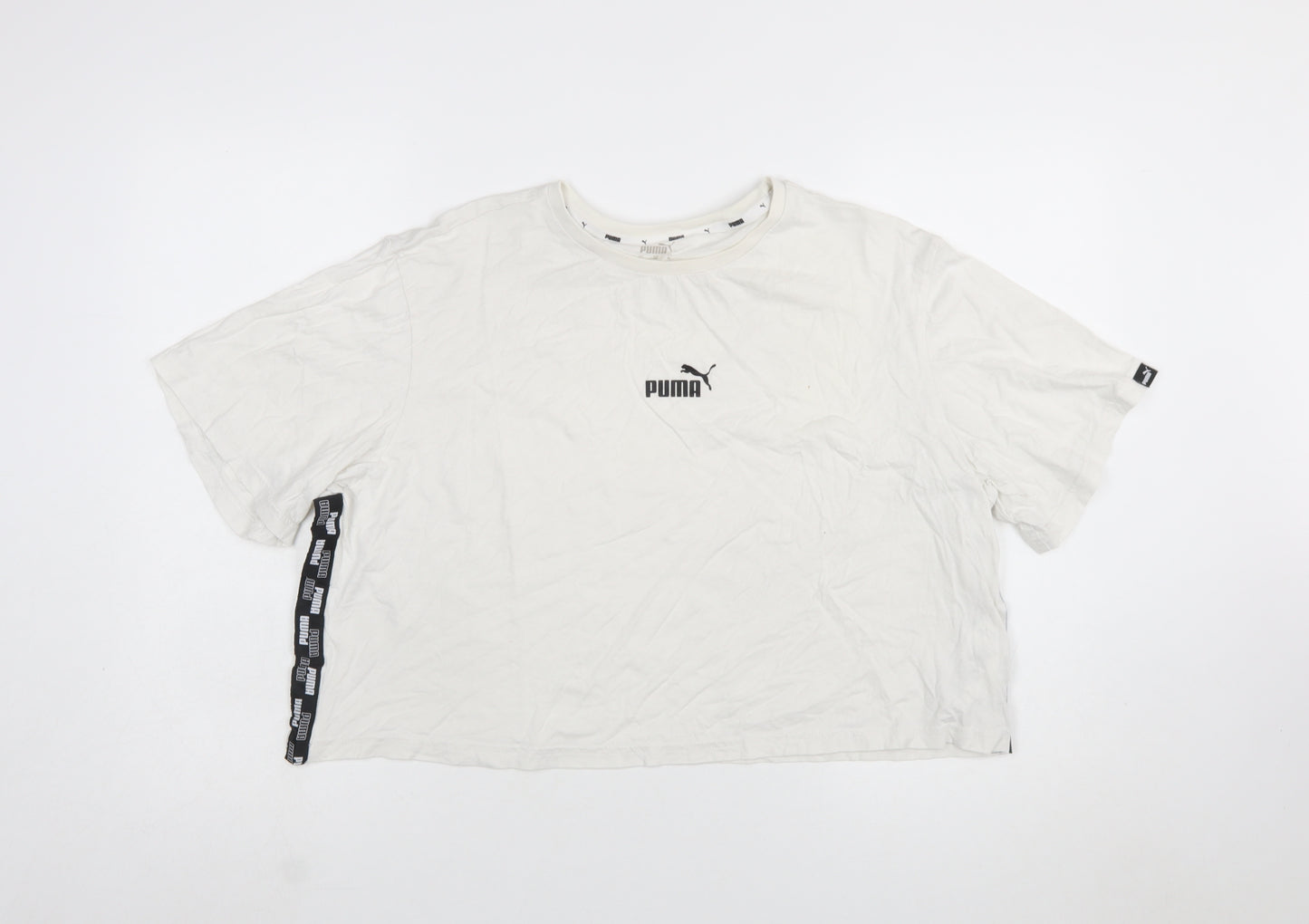 Puma Womens White XL Relaxed Cotton Crew Neck T-Shirt