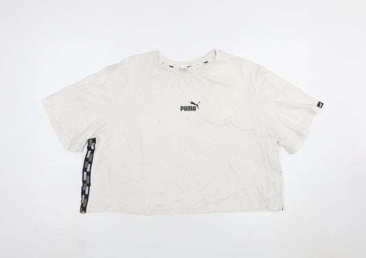 Puma Womens White XL Relaxed Cotton Crew Neck T-Shirt