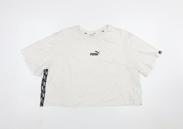 Puma Womens White XL Relaxed Cotton Crew Neck T-Shirt