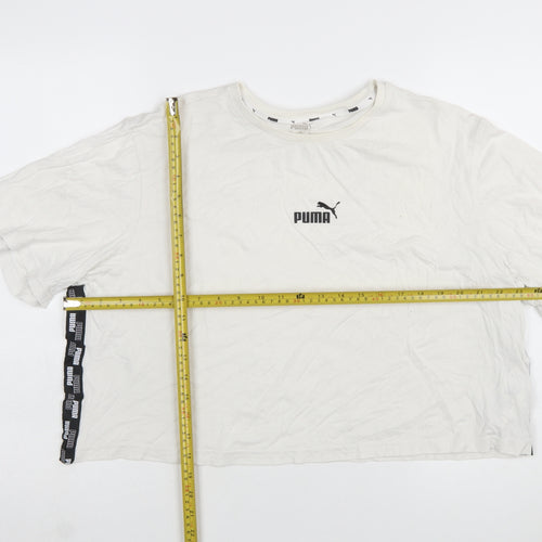 Puma Womens White XL Relaxed Cotton Crew Neck T-Shirt