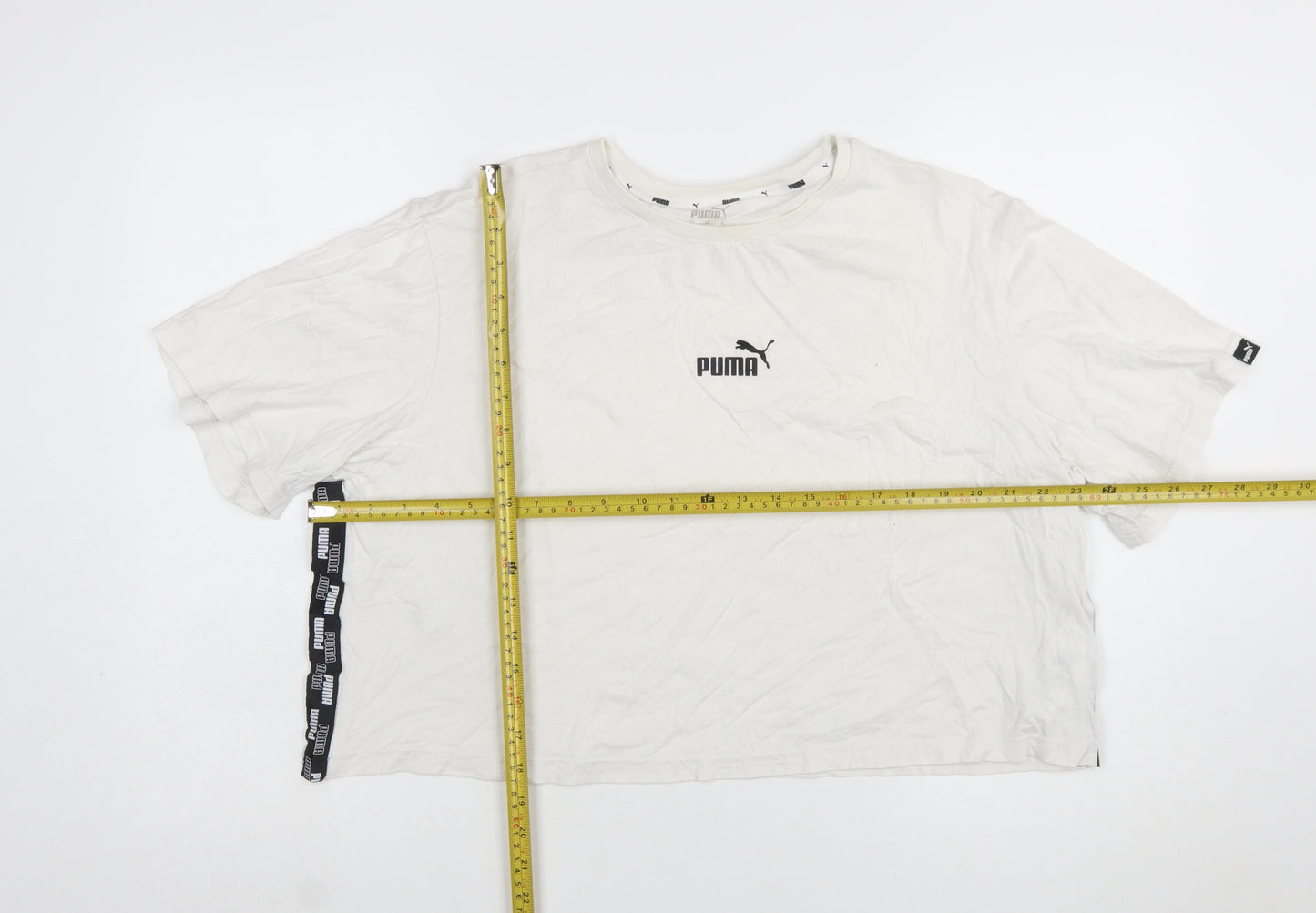 Puma Womens White XL Relaxed Cotton Crew Neck T-Shirt